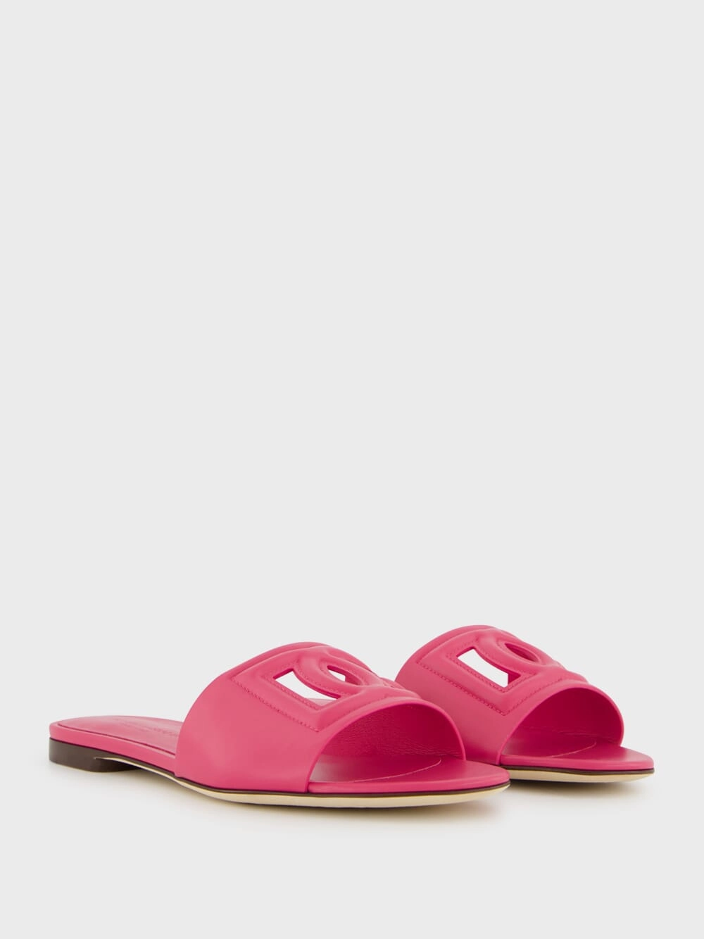Pink DG Logo Calfskin Slides