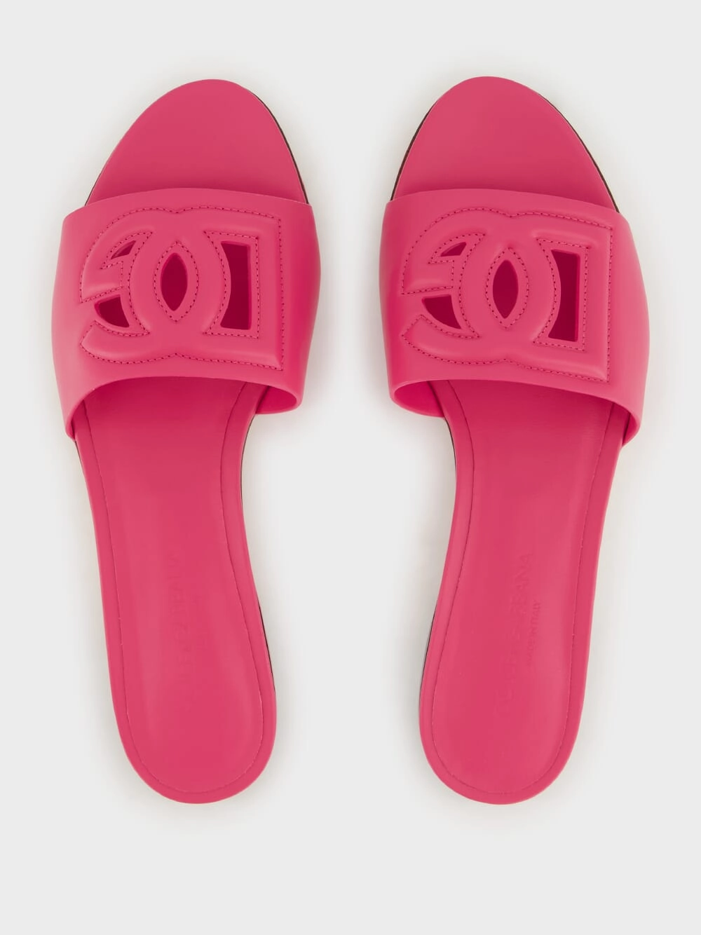 Pink DG Logo Calfskin Slides