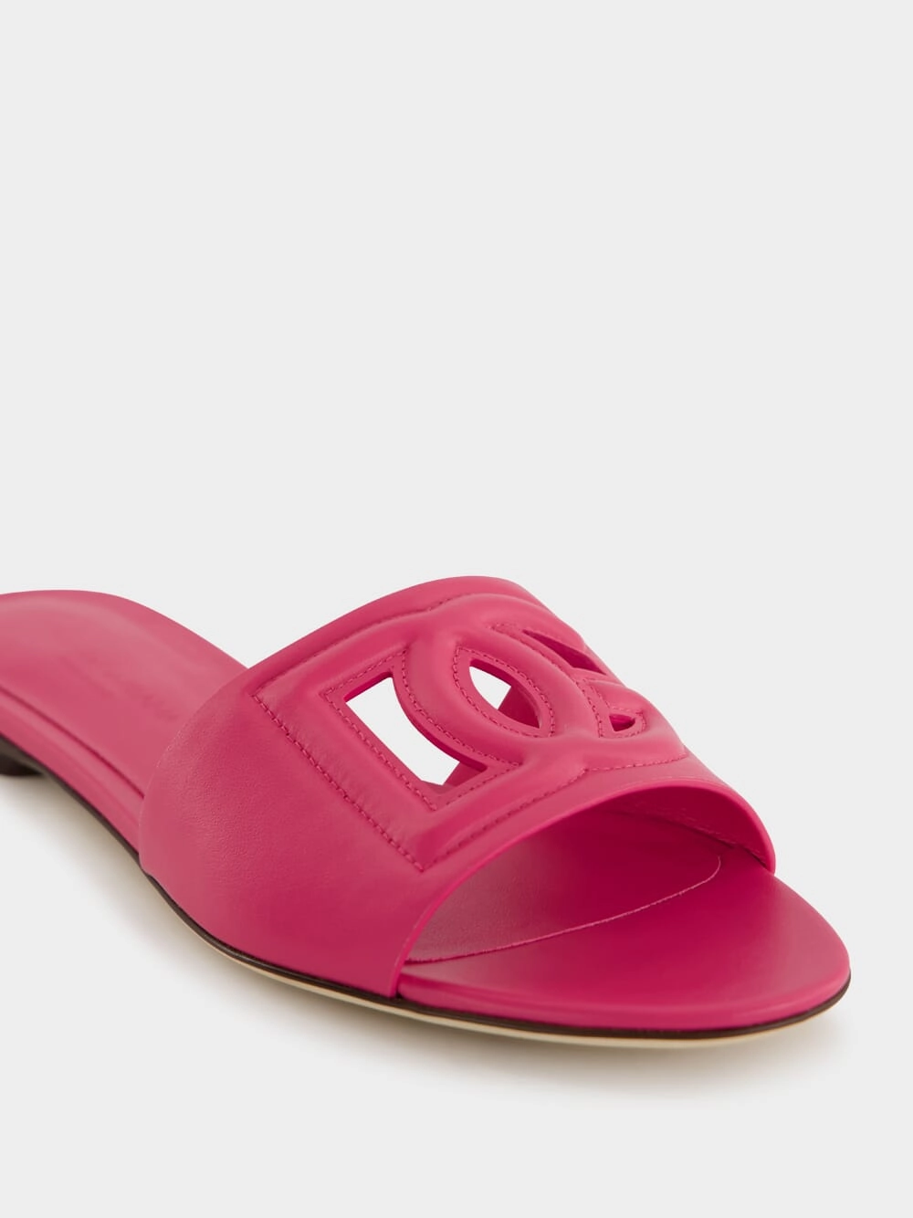 Pink DG Logo Calfskin Slides