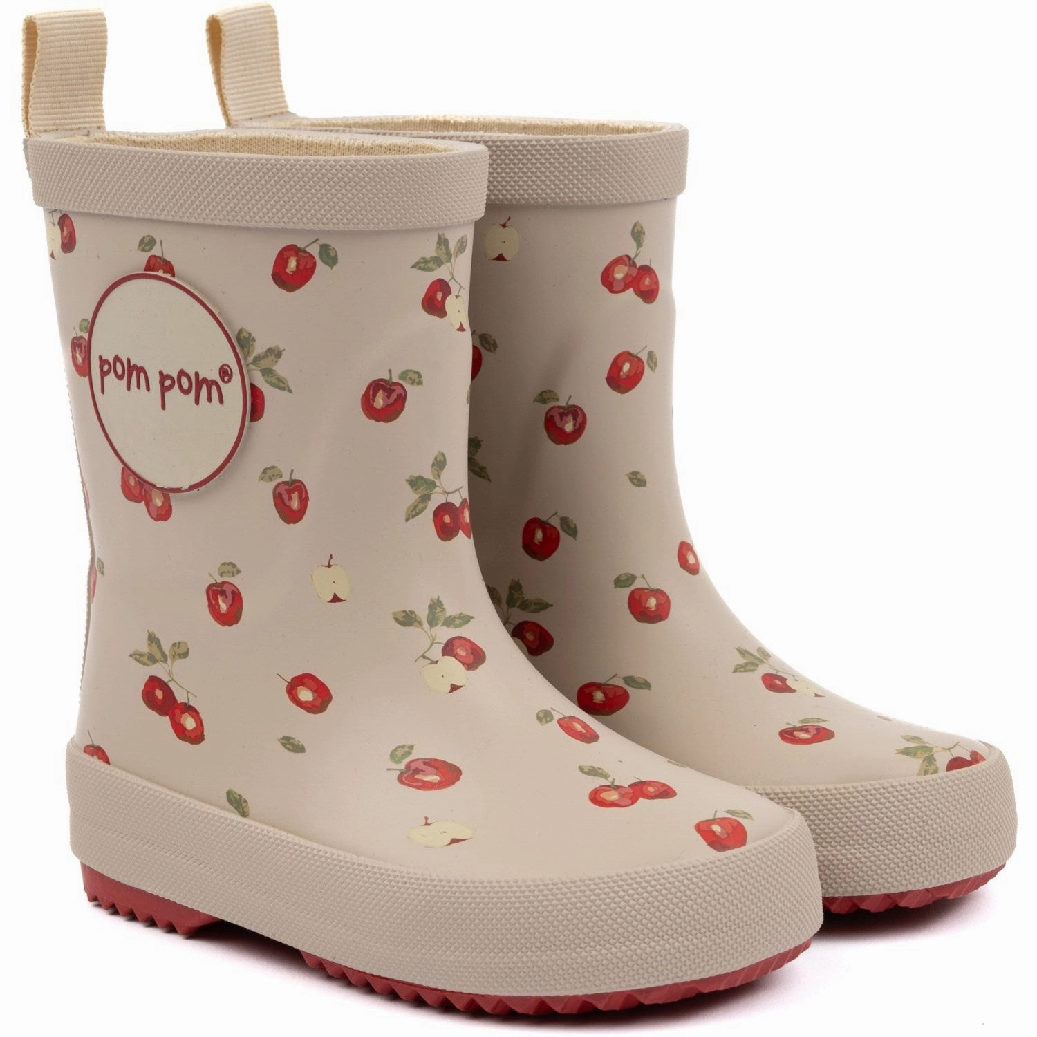 Pom Pom Apple/Chili Peper Wellies AOP Kids Rain Boots with free shipping