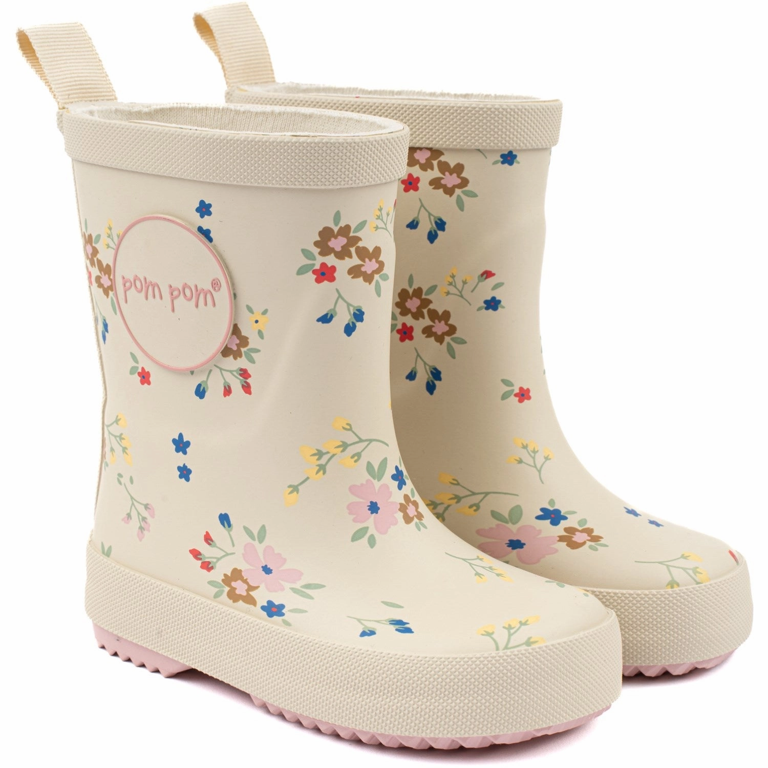 Pom Pom Flower AOP Rubber Boot Kids Rain Boots with free shipping