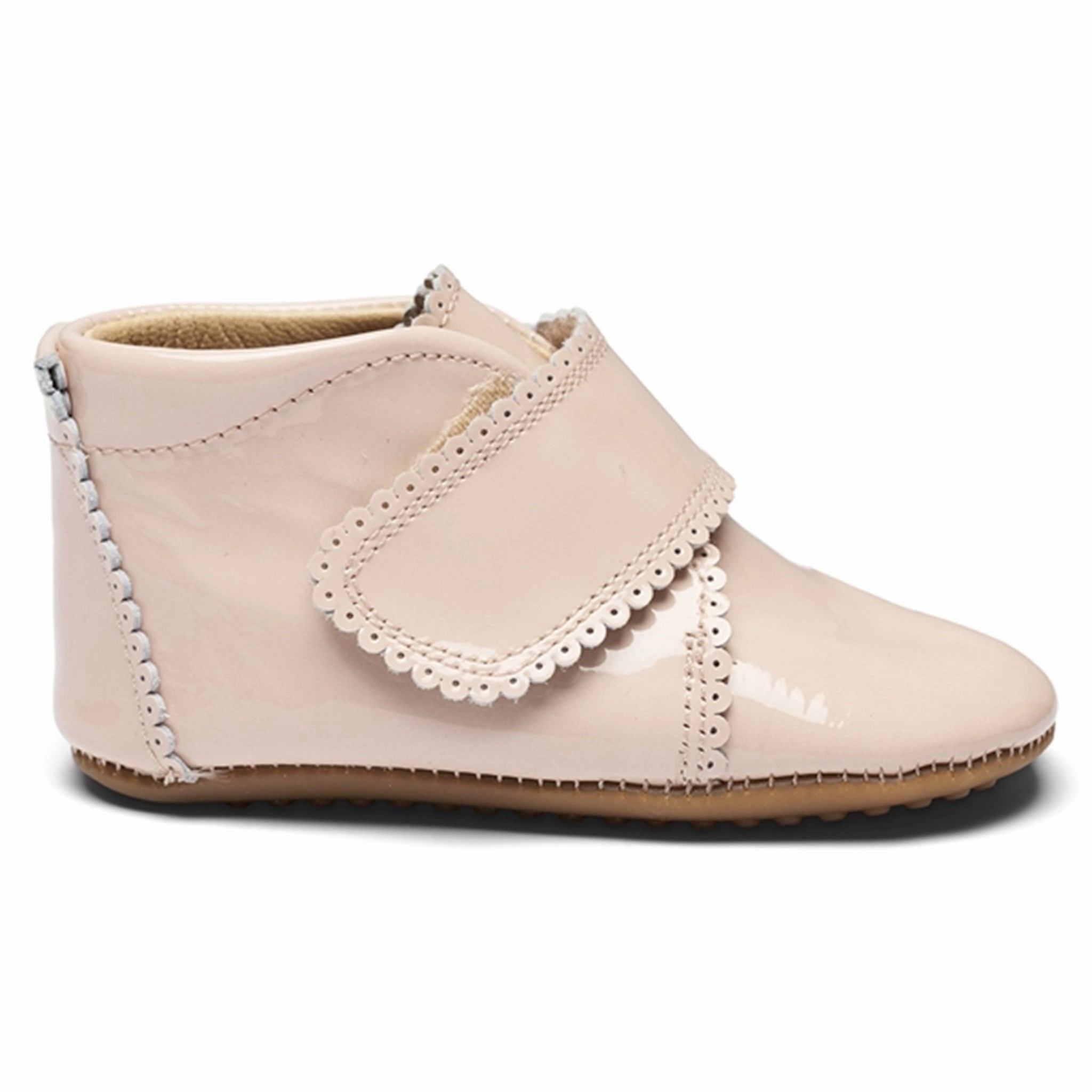 Pom Pom Futter Velcro Nude Patent House Slippers for Kids on sale