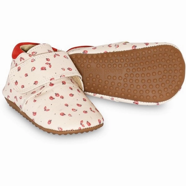 Pom Pom Indoor Shoe Velcro Ladybird House Slippers for Kids on sale