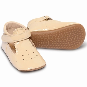 Pom Pom Indoor Shoes Ballerina T-bar Sand Patent House Slippers for Kids on sale