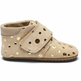 Pom Pom Indoor Shoes Beige/Gold Dots House Slippers for Kids on sale