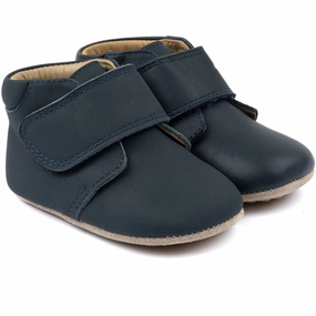 Pom Pom Navy Beginners Shoe Velcro House Slippers for Kids on sale