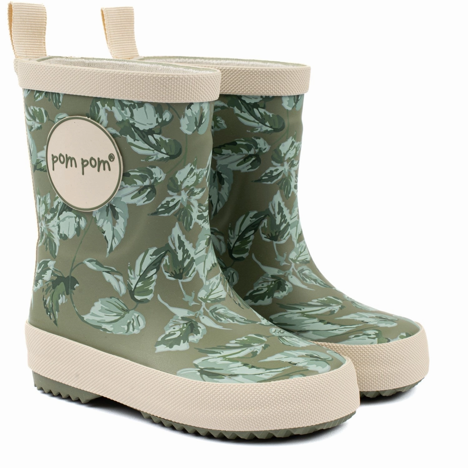 Pom Pom Nettle Camo AOP Rubber Boot AOP Kids Rain Boots with free shipping