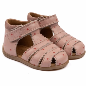 Pom Pom Old Rose Dot Starters Scallop Velcro Sandal Kids Closed Toe Sandals promo