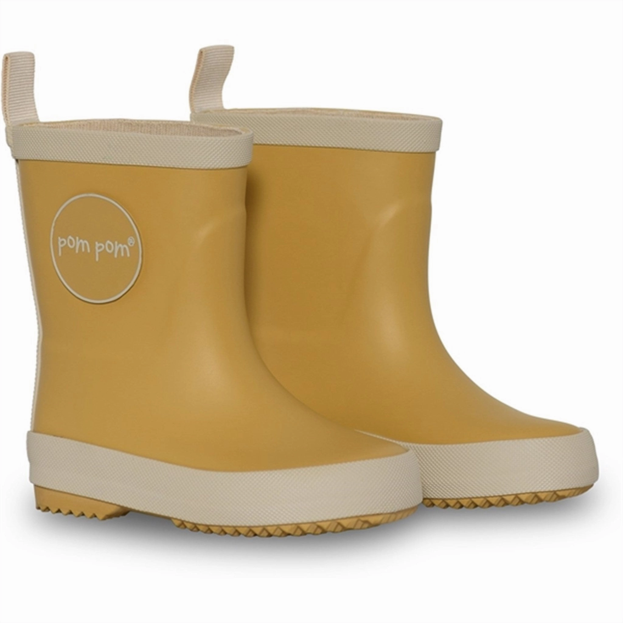 Pom Pom Rubber Boot Dusty Yellow Kids Rain Boots with free shipping