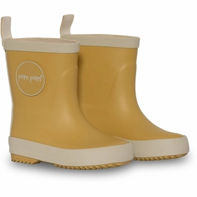 Pom Pom Rubber Boot Dusty Yellow Kids Rain Boots with free shipping