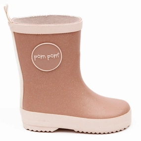 Pom Pom Rubber Boots Rose Glitter Kids Rain Boots with free shipping