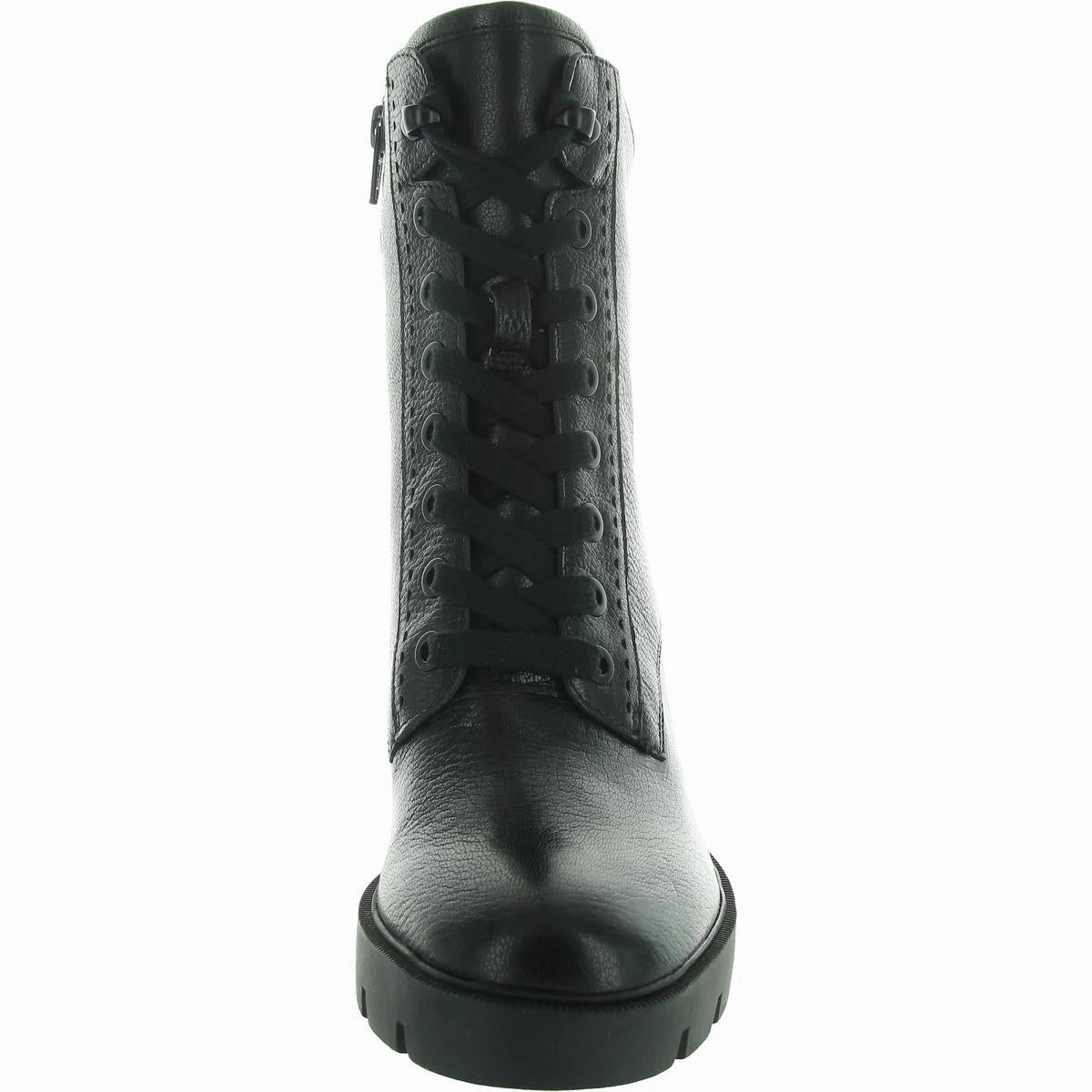 PREWITT Womens Zipper Leather Combat & Lace-Up Boots