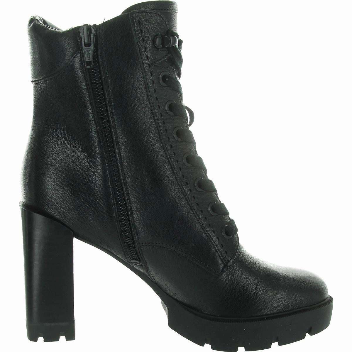 PREWITT Womens Zipper Leather Combat & Lace-Up Boots