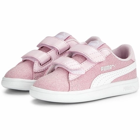 Puma Smash v2 Glitz Glam V Inf Pearl Pink-White Sneakers Kids Velcro Sneakers discount
