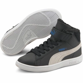 Puma Sneakers Smash v2 Mid Fur Black/White Kids Sneakers with Laces sale