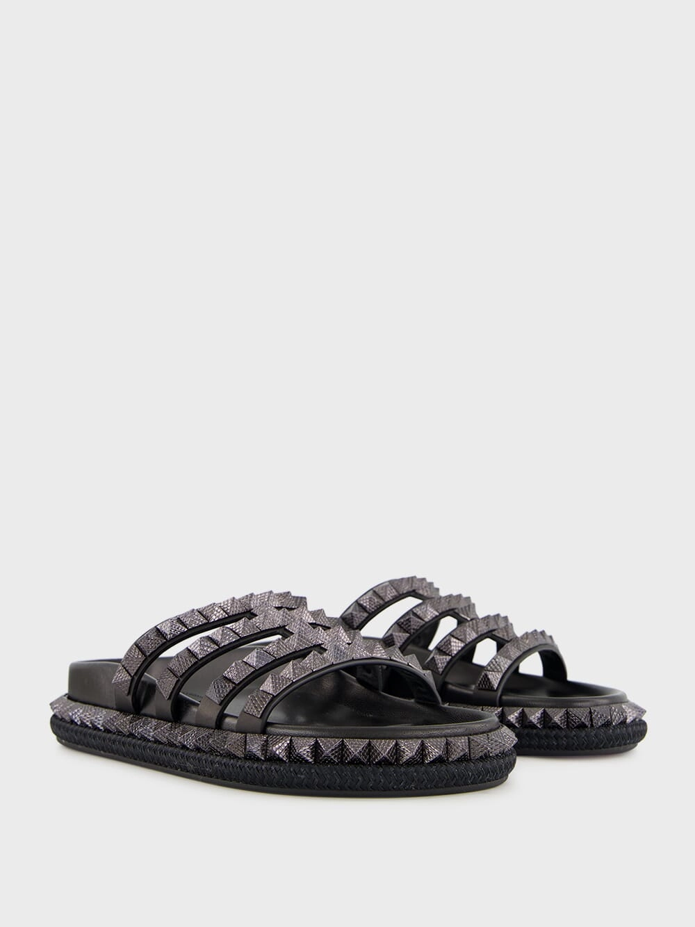 Pyra Hallulila Black Waxed Calf Leather Rope Mules