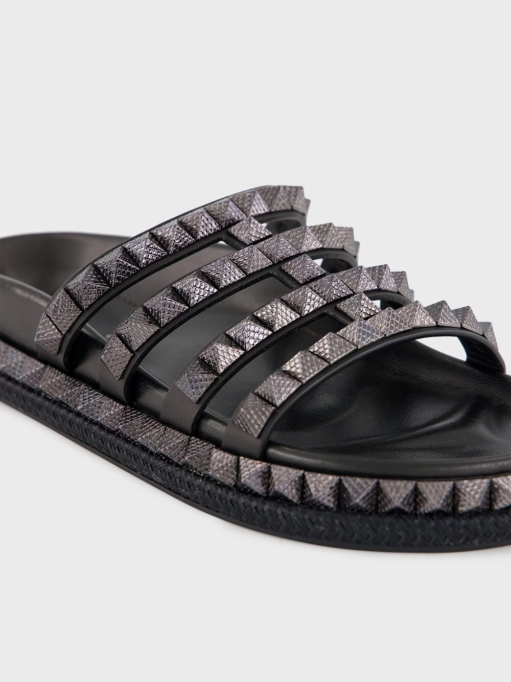 Pyra Hallulila Black Waxed Calf Leather Rope Mules