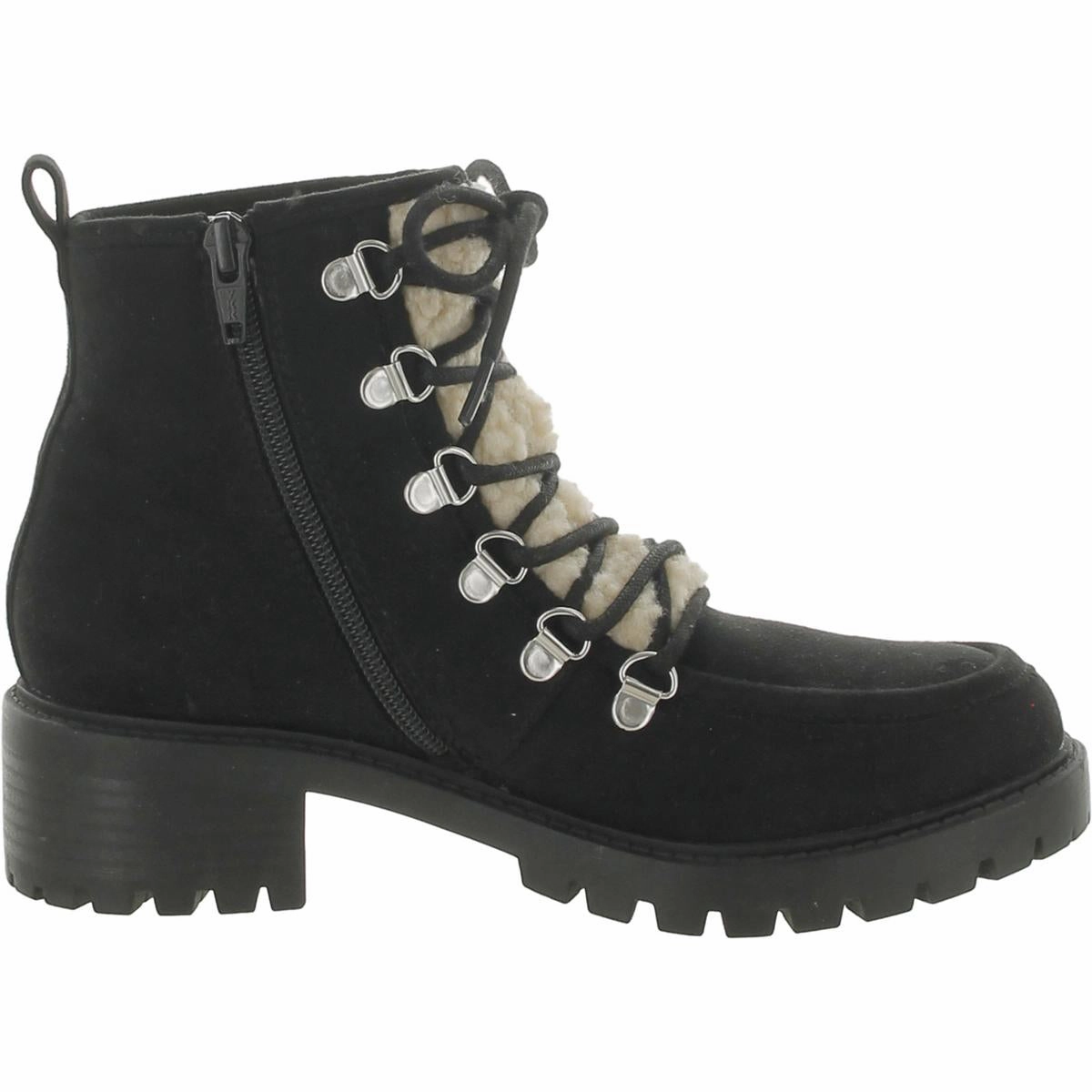 Quinnf Womens Faux-Leather Lace-Up Wedge Boots