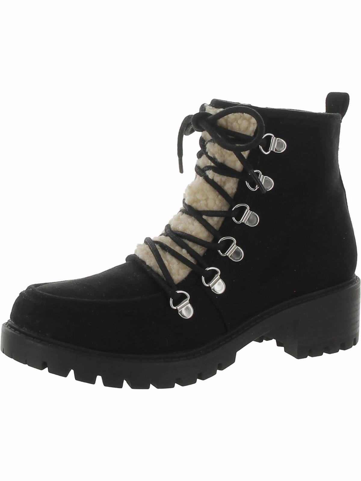 Quinnf Womens Faux-Leather Lace-Up Wedge Boots Comfortable Womens Boots low price