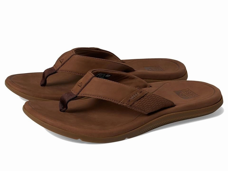 Reef Santa Ana CJ2902 Sandal Men's US 11 Brown Leather Round toe Slip-On ZOGG41 Discount Mens Beach Sandals