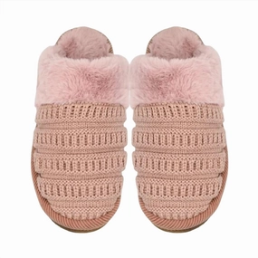 Ribbed Pattern Knitted Slippers In Blush Pink Cozy Womens Slippers discount