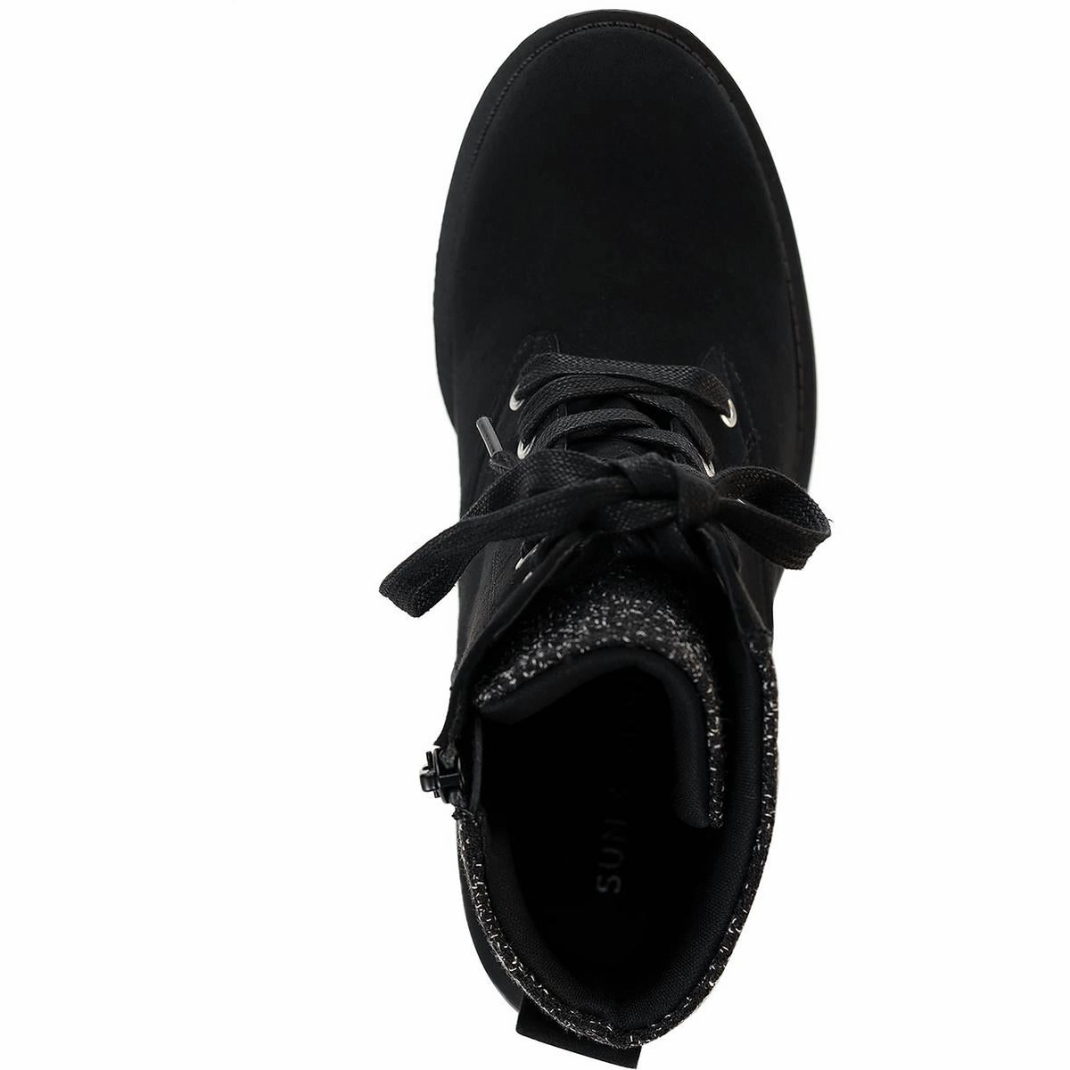 Romina Womens Knit Combat & Lace-up Boots