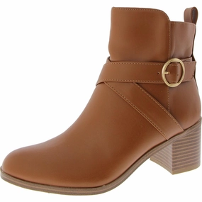 Rosaliee Womens Faux Leather Block Heel Booties Cheap Womens Leather Boots