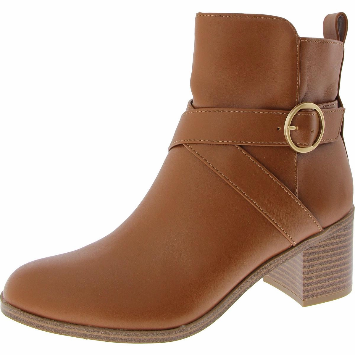 Rosaliee Womens Faux Leather Block Heel Booties Cheap Womens Leather Boots