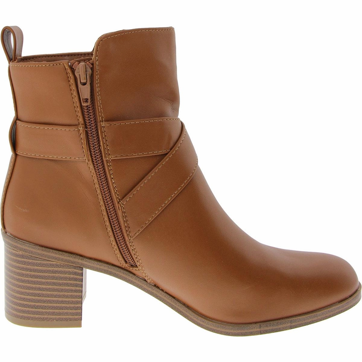 Rosaliee Womens Faux Leather Block Heel Booties