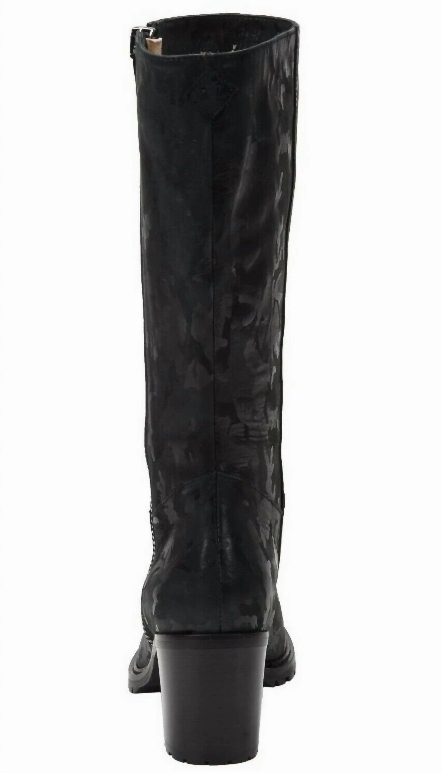 Rosina Heeled Boots In Black Camo