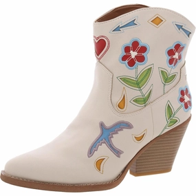 Roslyn Flower Womens Embroidered Faux Leather Cowboy, Western Boots Affordable Womens Boots online