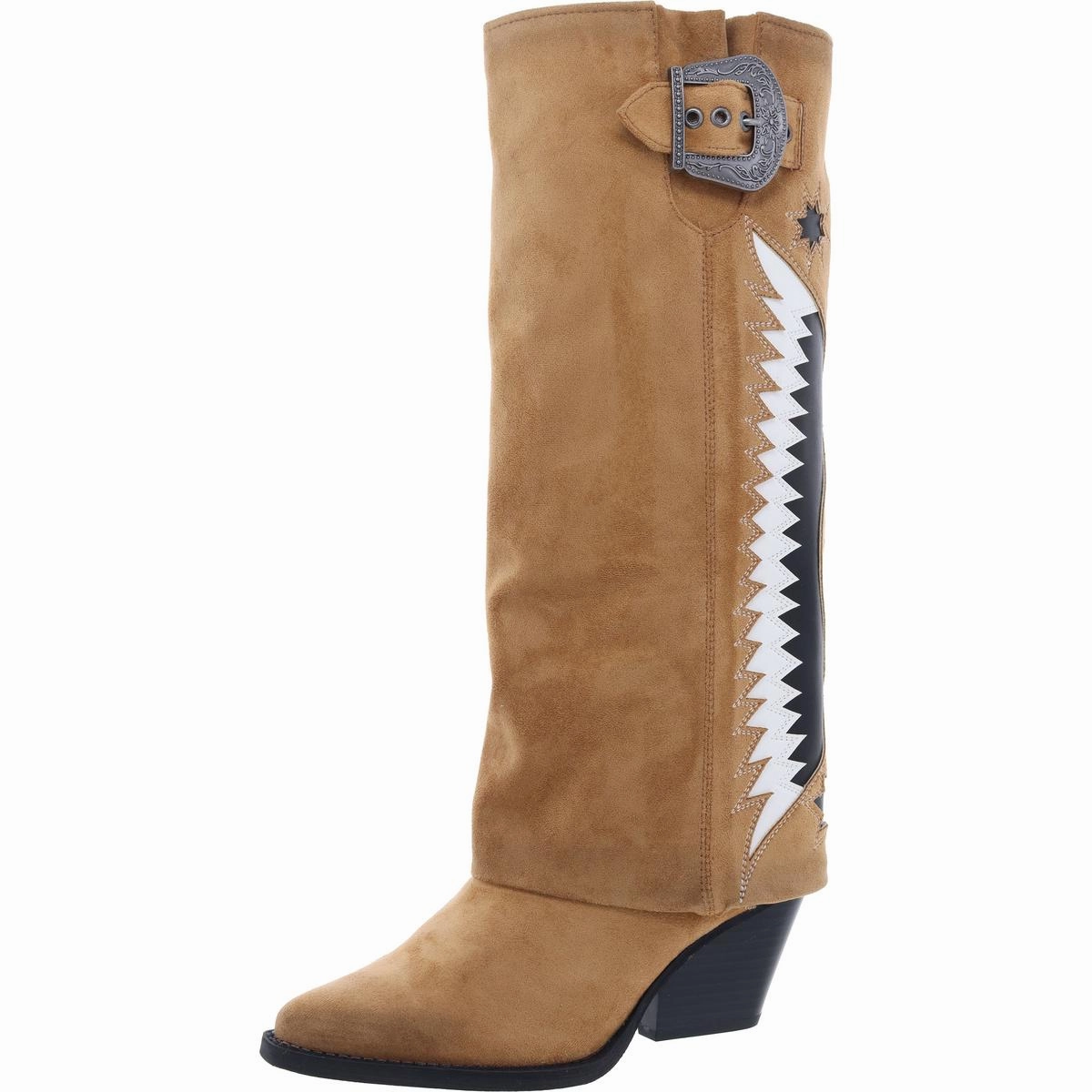 Rowena-Wings Womens Faux Leather Knee-High Cowboy, Western Boots Cheap Womens Leather Boots