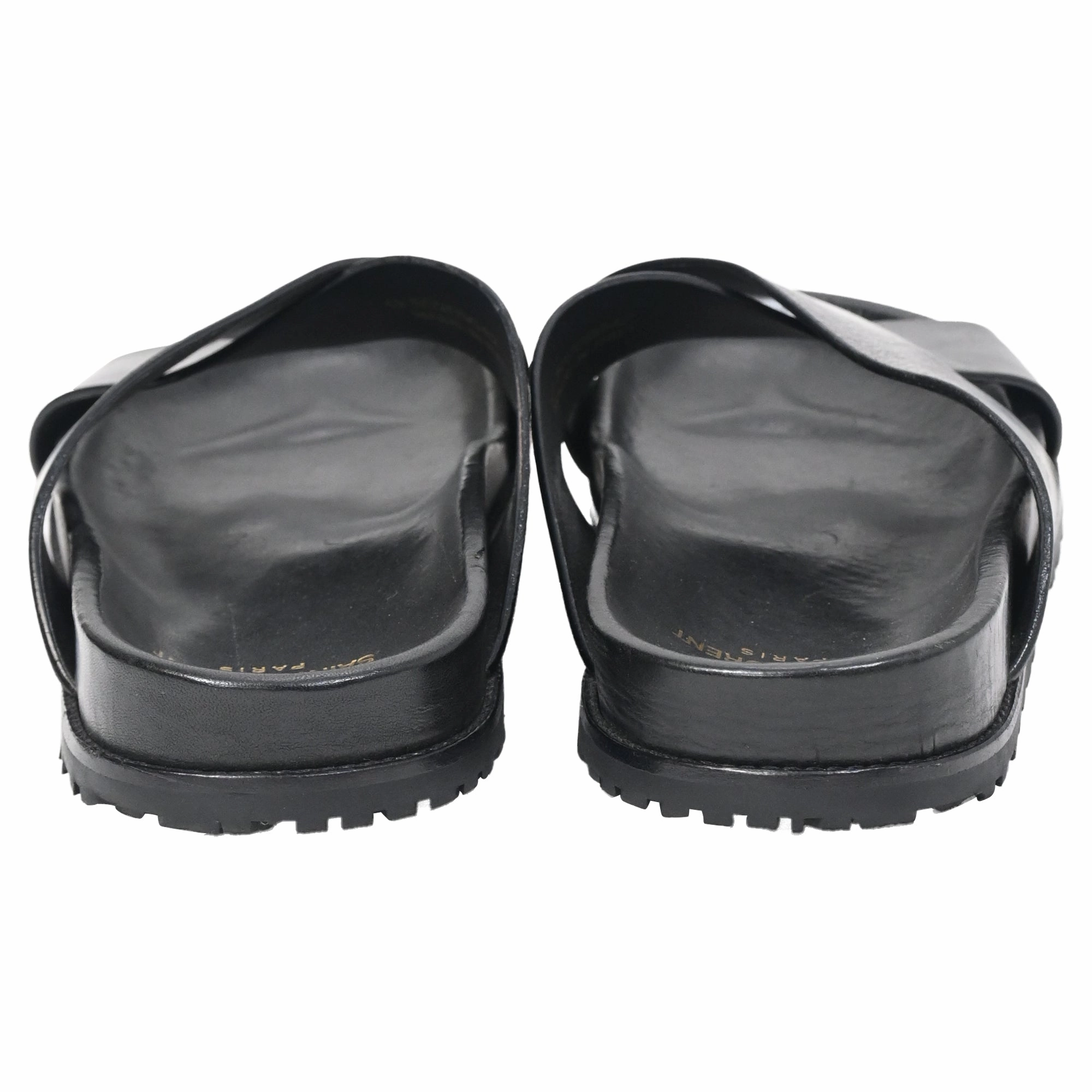 Saint Laurent Jimmy Flat Sandals in Black Leather