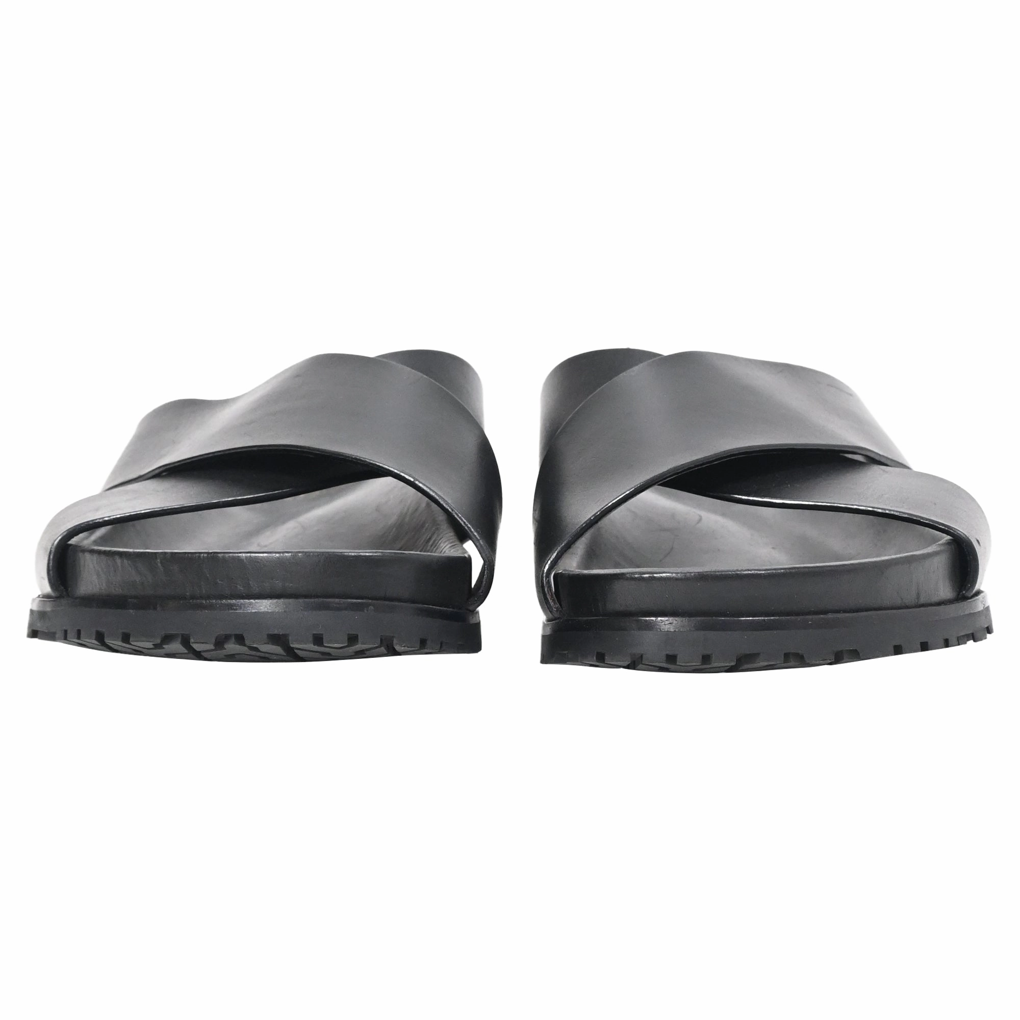 Saint Laurent Jimmy Flat Sandals in Black Leather