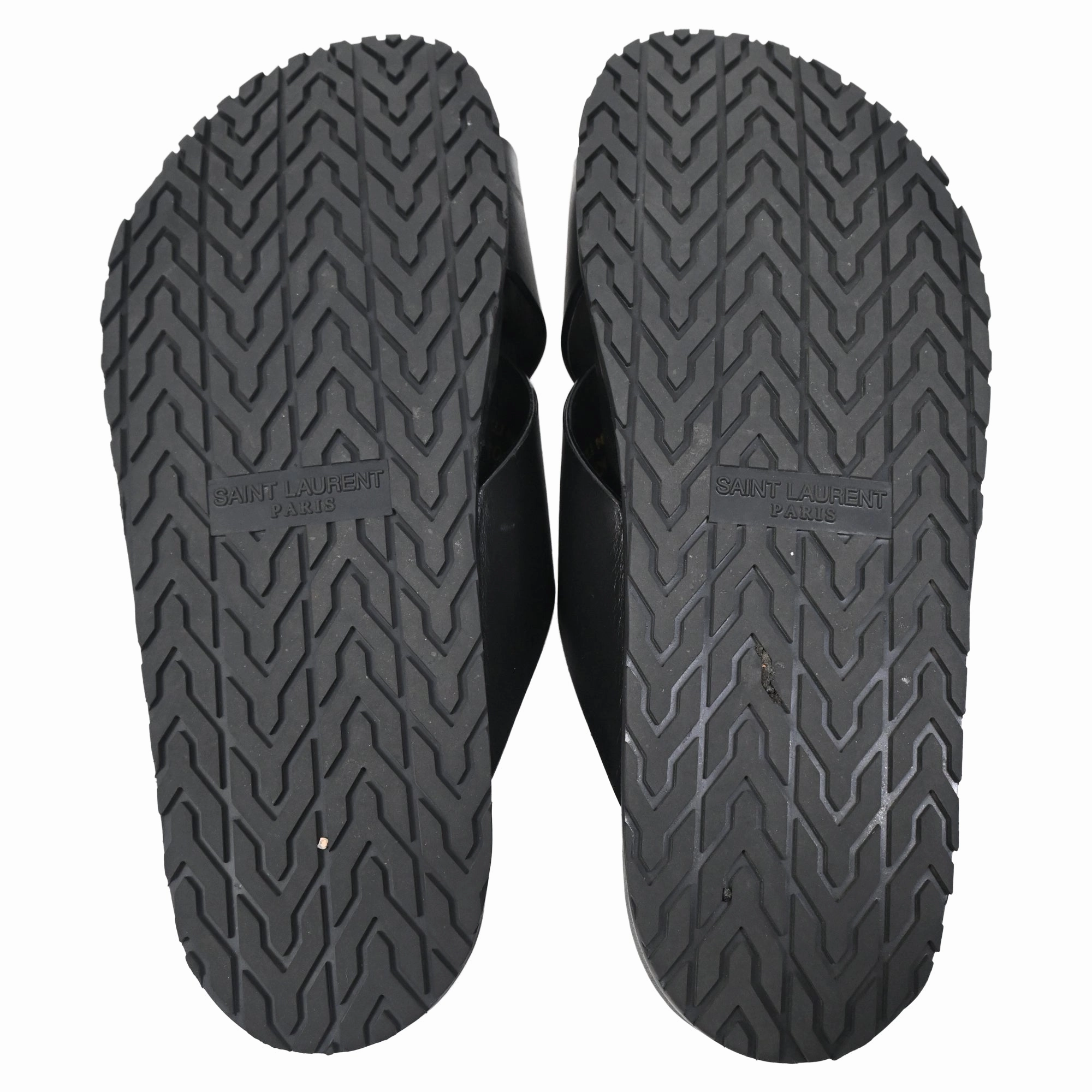 Saint Laurent Jimmy Flat Sandals in Black Leather
