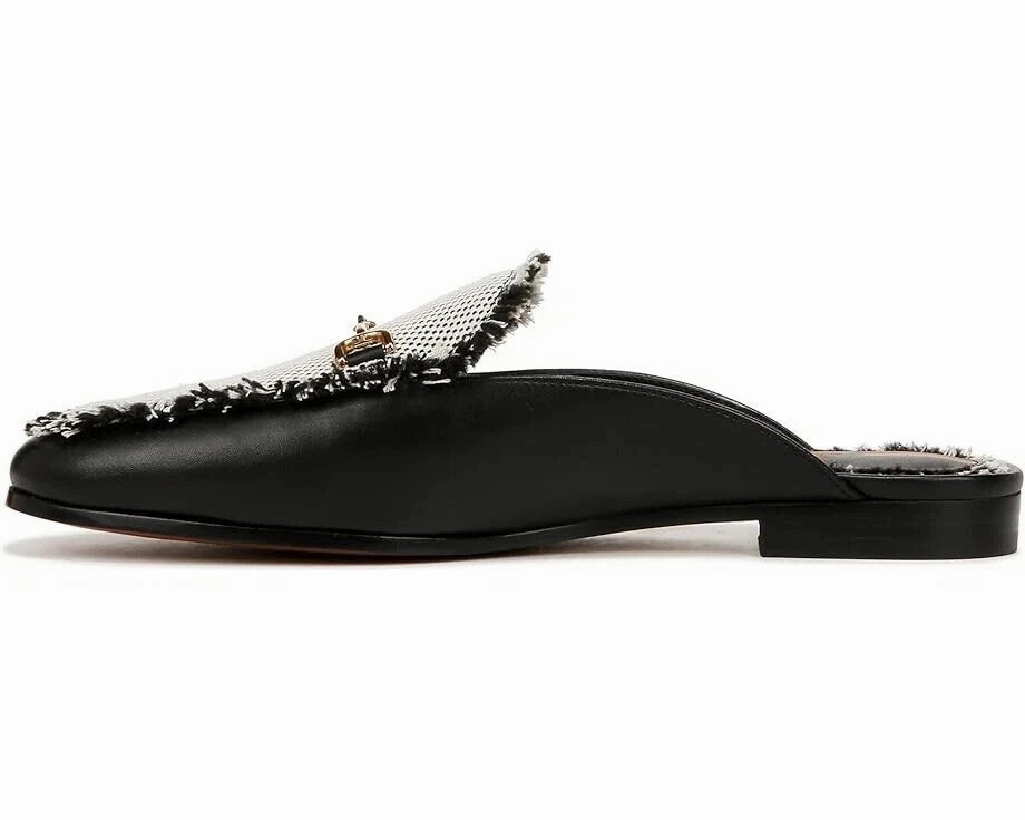Sam Edelman Linnie Fray Slippers Womens US 6 Black White Slip On Mule GBNC650