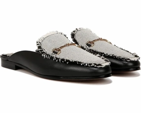 Sam Edelman Linnie Fray Slippers Womens US 6 Black White Slip On Mule GBNC650 Womens Slippers at low price