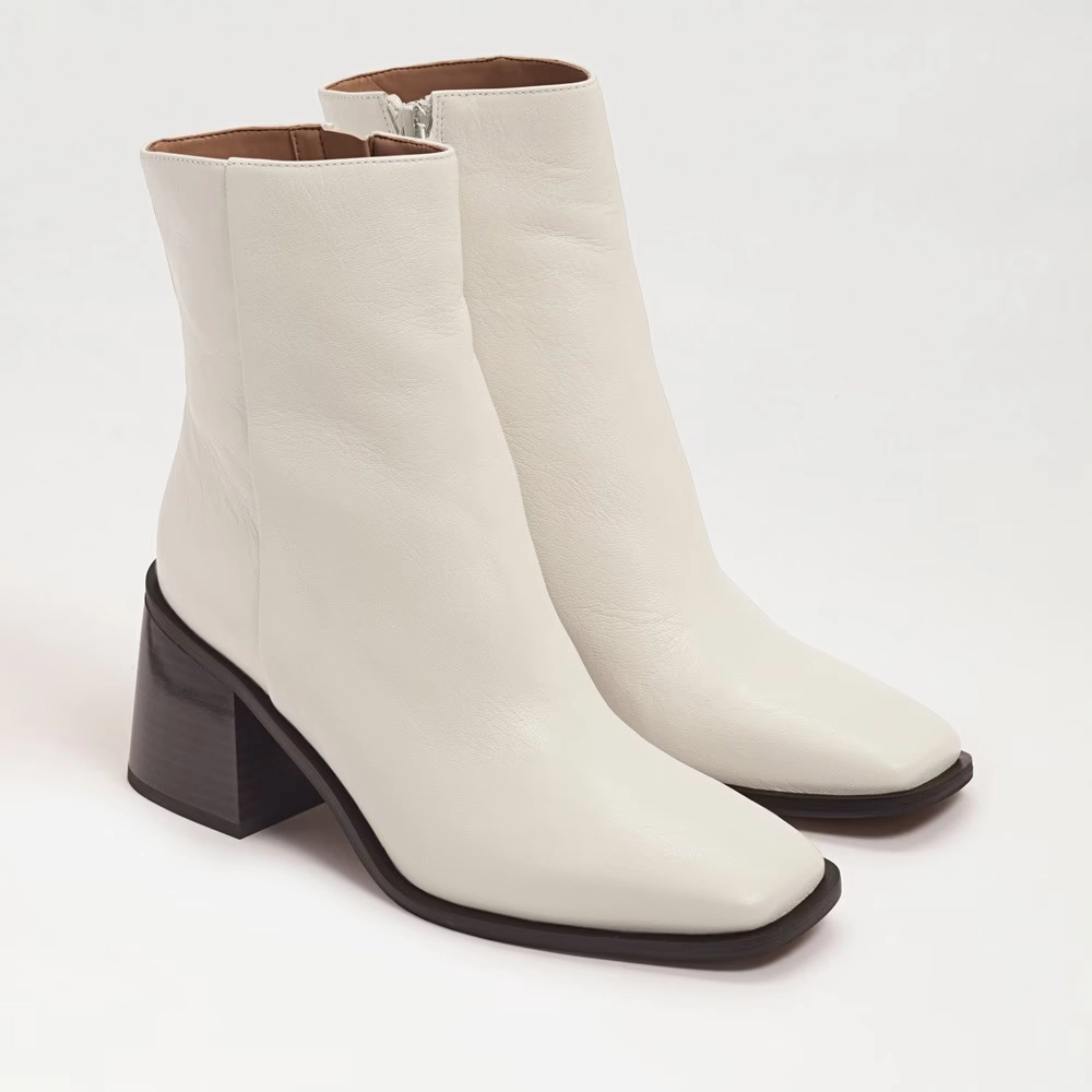 Sam Edelman Winnie Bootie Women's Size US 6.5 Ivory Leather Heeled Boots KHD722 Top-rated Womens Boots outlet
