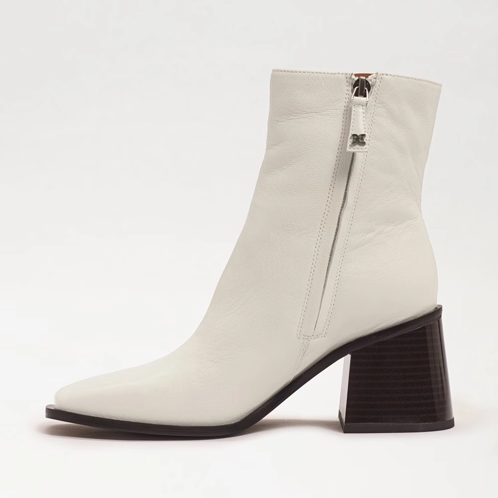 Sam Edelman Winnie Bootie Women's Size US 6.5 Ivory Leather Heeled Boots KHD722