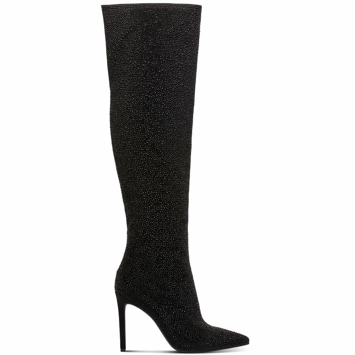 Saveria Womens Rhinestone Tall Over-The-Knee Boots
