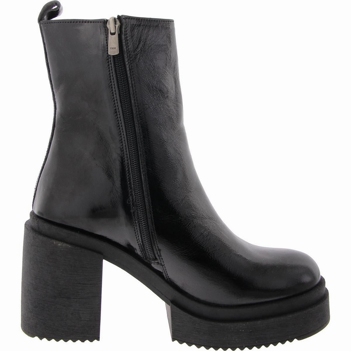 Sawyer Womens Patent Leather Block Heel Ankle Boots