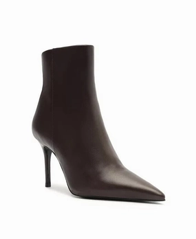 Schutz Mikki Boots Women's 7 Dark Brown Pointed Toe Stiletto Heel Bootie ZPO2643 Womens Boot Deals Today
