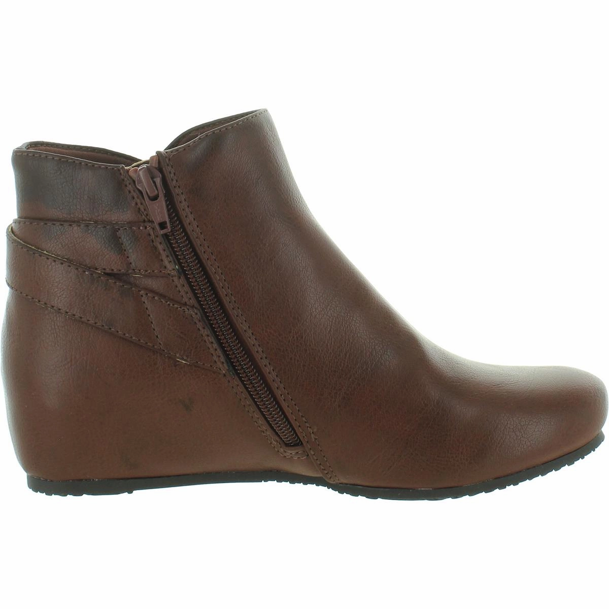 Serena Womens Faux Leather Ankle Wedge Boots