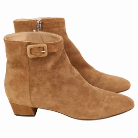 Sergio Rossi Buckled Strap Ankle Boots in Brown Suede Womens Boots clearance deals