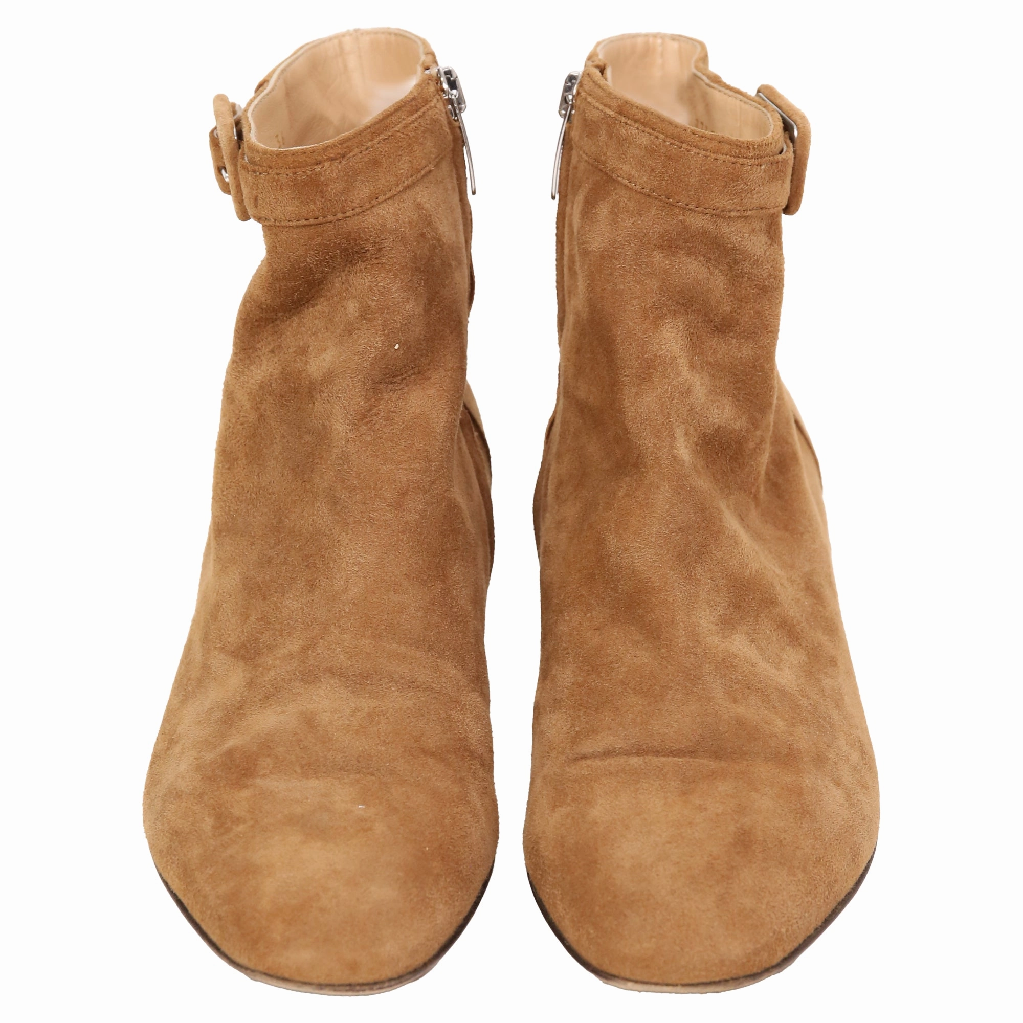 Sergio Rossi Buckled Strap Ankle Boots in Brown Suede