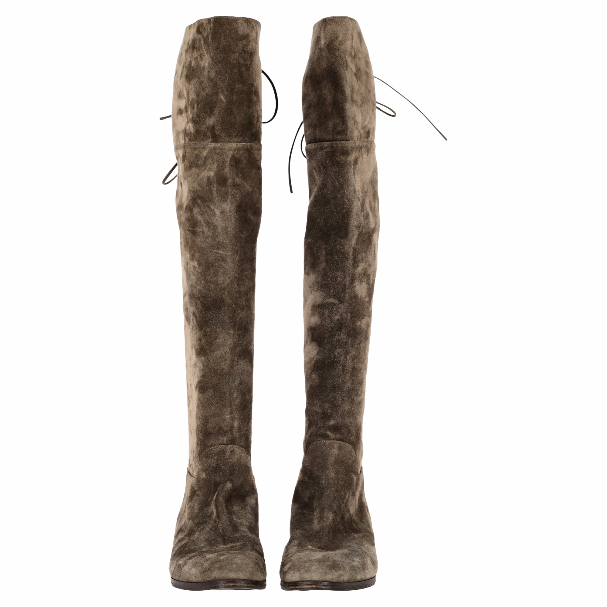 Sergio Rossi Knee-High Boots in Brown Suede
