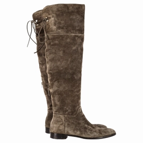 Sergio Rossi Knee-High Boots in Brown Suede Promo on Womens Fashionable Boots