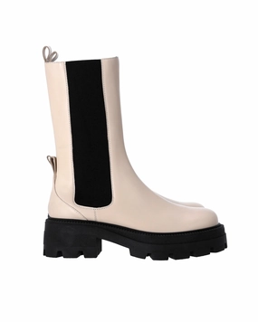 Sergio Rossi Milla Platform Boots in White Leather Womens Boots clearance deals
