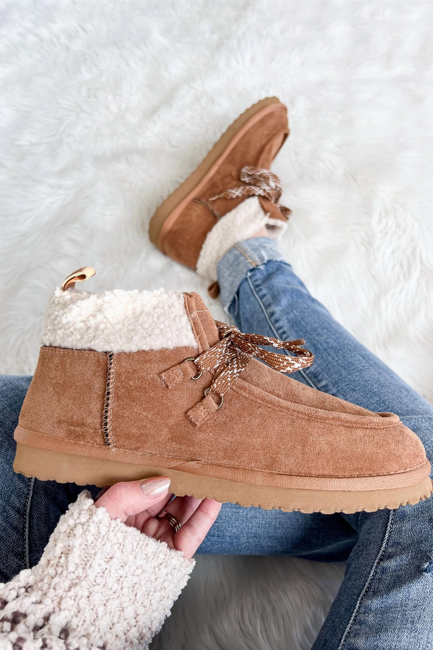 Sherpa Lined Slipper Boot In Brown