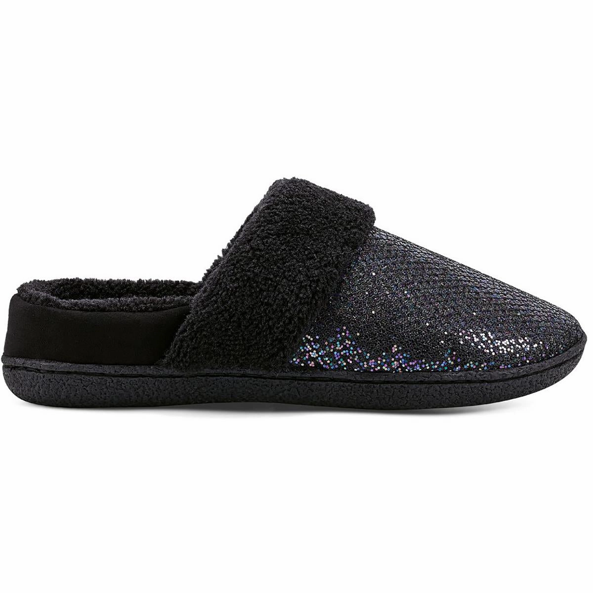 Siesta 8 Womens Faux Fur Glitter Loafer Slippers